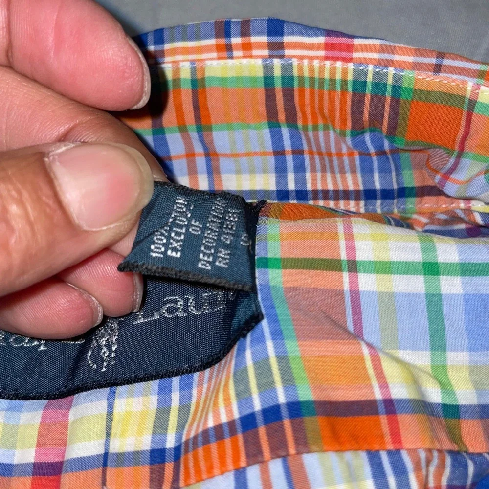 Polo Ralph Lauren Mens Large Plaid Short Sleeve Button Down Shirt Multi-Color